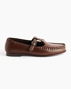 Alcover Supple Shiny T-Bar Loafer in Chestnut