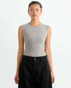 Aura Sleeveless Bodysuit in Aluminum