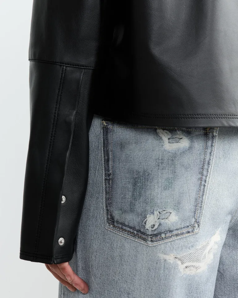 Auto Leather Shirt in Black