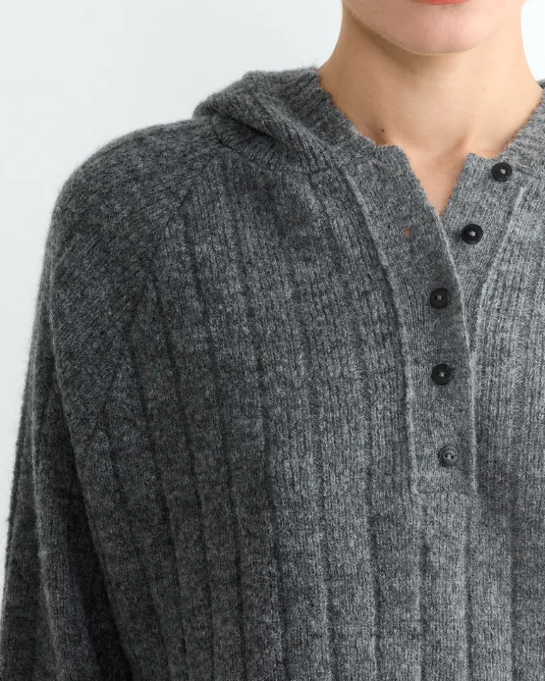 Baby Alpaca Hooded Sweater in Grey