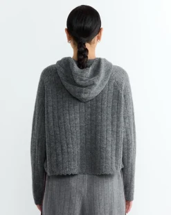 Baby Alpaca Hooded Sweater in Grey