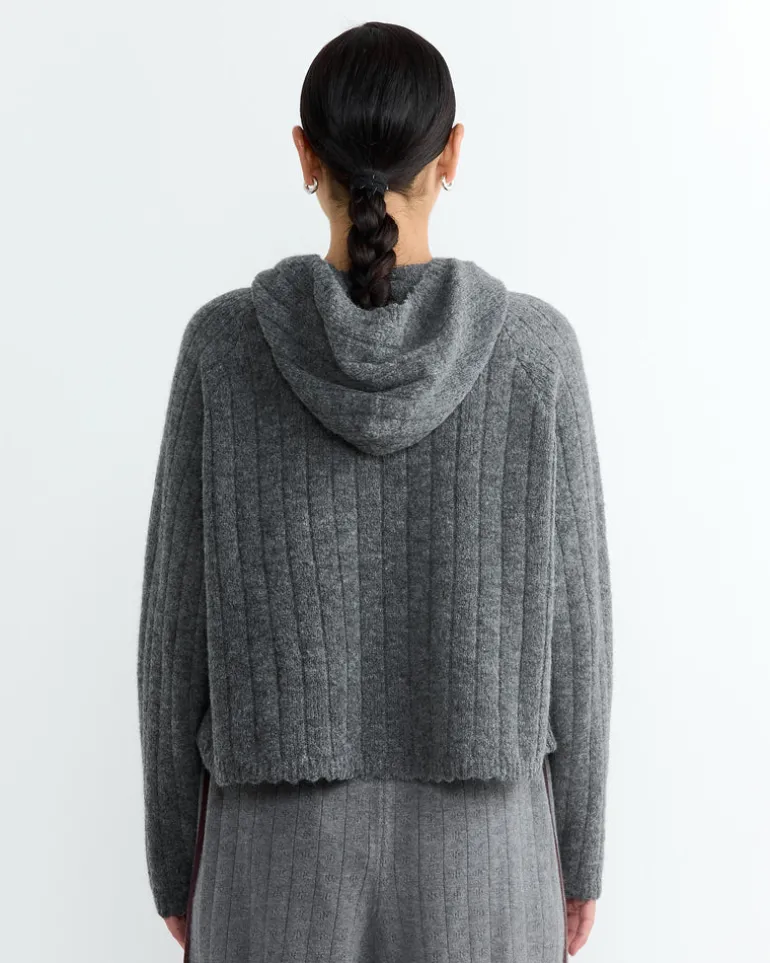 Baby Alpaca Hooded Sweater in Grey