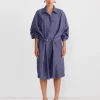 Belted Shirt Dress in Steel