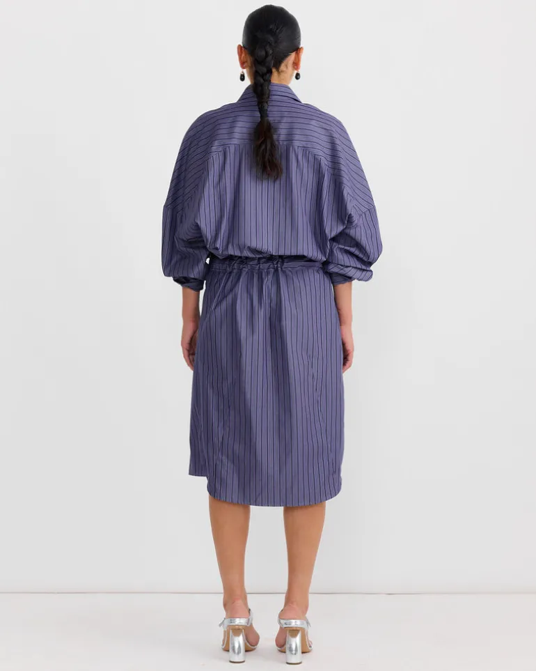 Belted Shirt Dress in Steel
