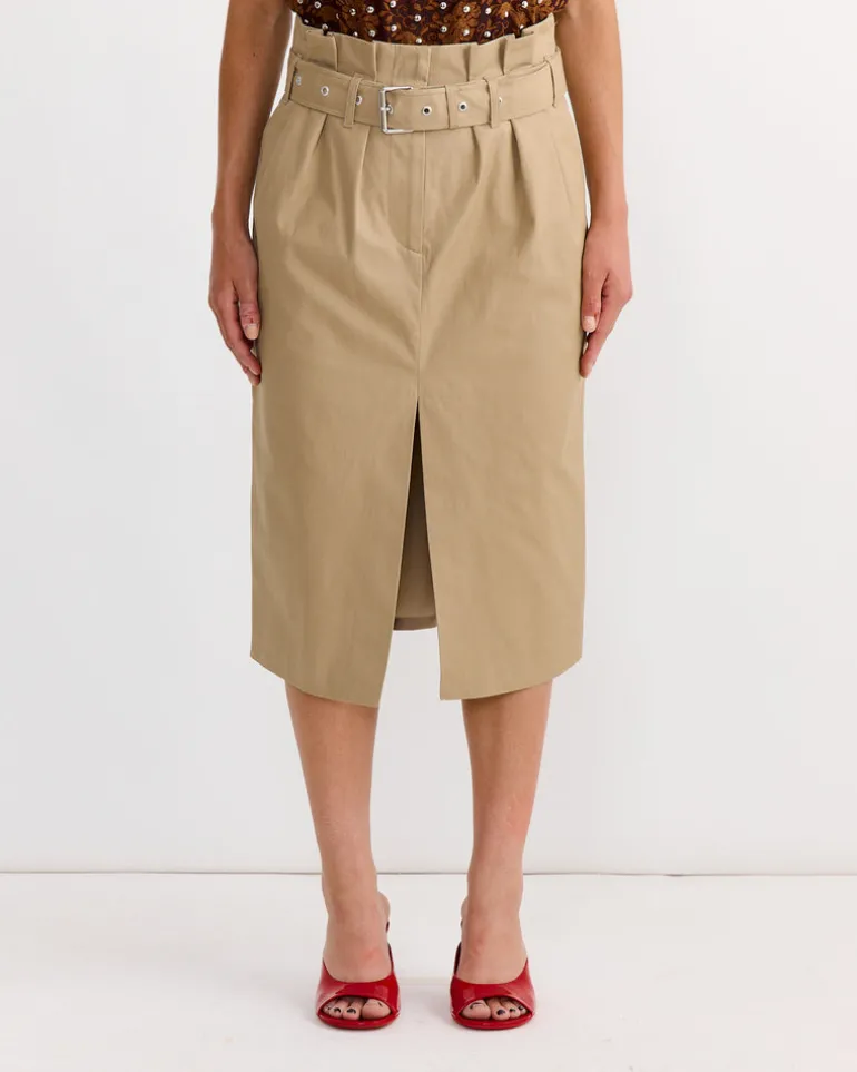 Belted Skirt in Beige