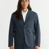 Blazer in Crinkle Stripe Navy
