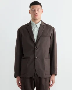 Blazer in Wool Gabardine Brown Mélange