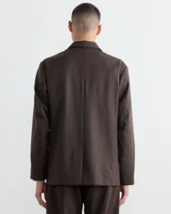 Blazer in Wool Gabardine Brown Mélange