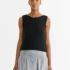Boat Neck Knit Tank in Black