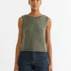 Boat Neck Knit Tank in Olive