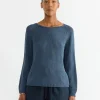 Boat Neck Sweater in Navy