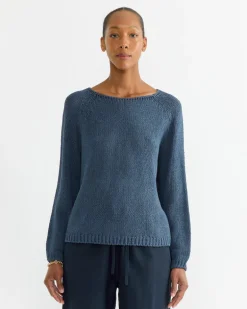 Boat Neck Sweater in Navy