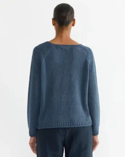 Boat Neck Sweater in Navy