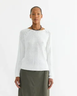 Boat Neck Sweater in White