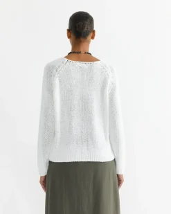 Boat Neck Sweater in White