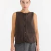 Boat Neck Waistcoat in Brown