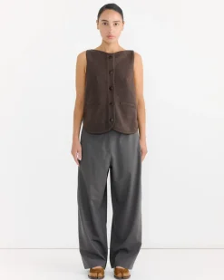 Boat Neck Waistcoat in Brown