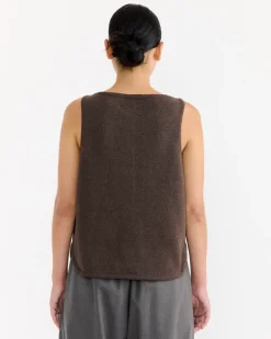 Boat Neck Waistcoat in Brown
