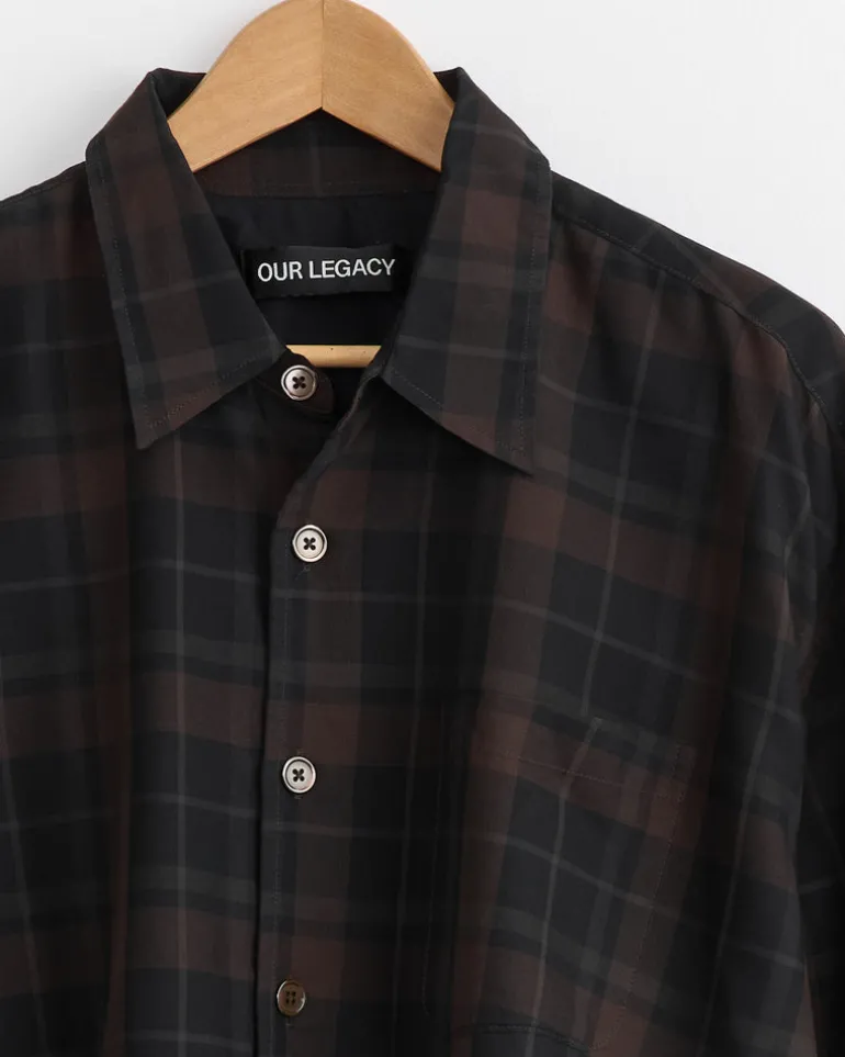 Borrowed Shirt in Black Sheer Shadow Check