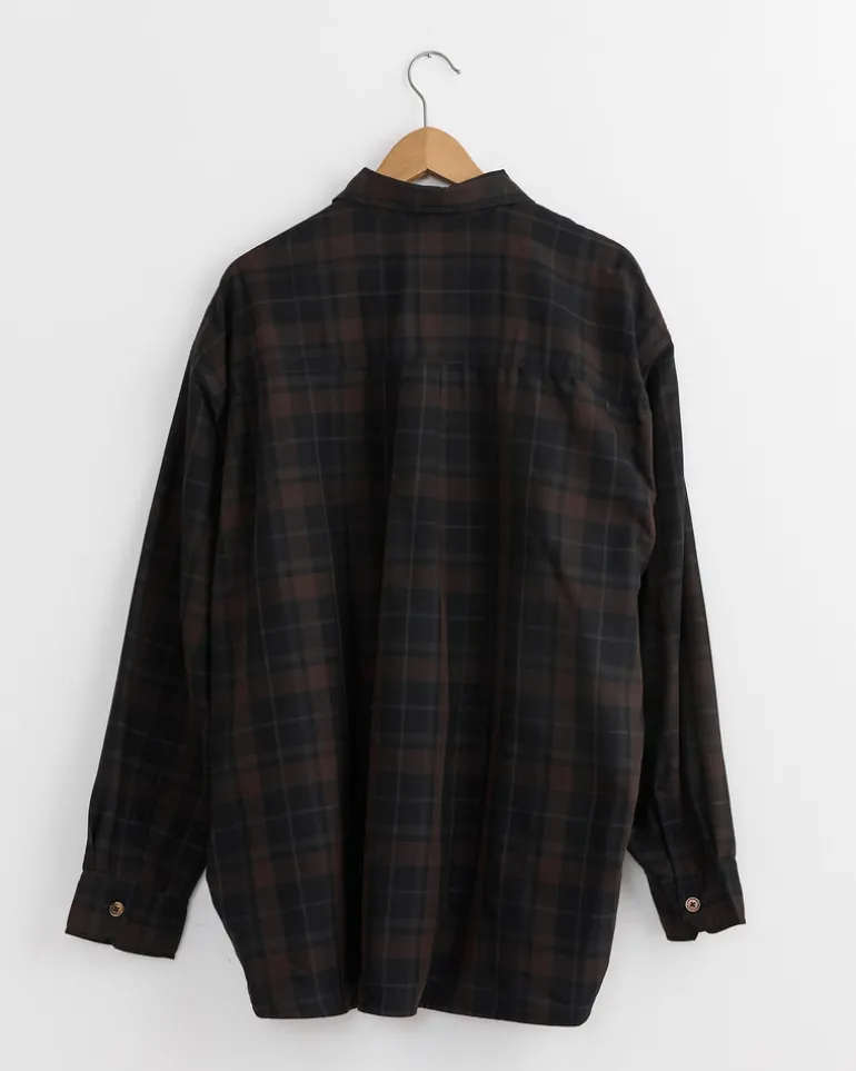 Borrowed Shirt in Black Sheer Shadow Check