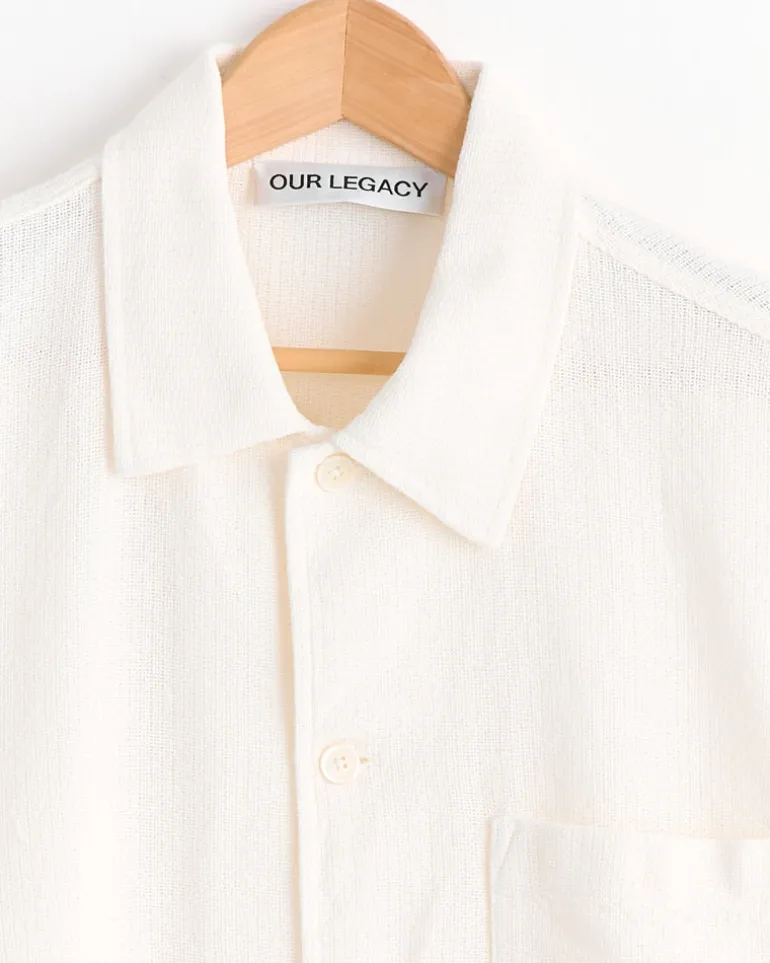Box Shirt in White Crochet