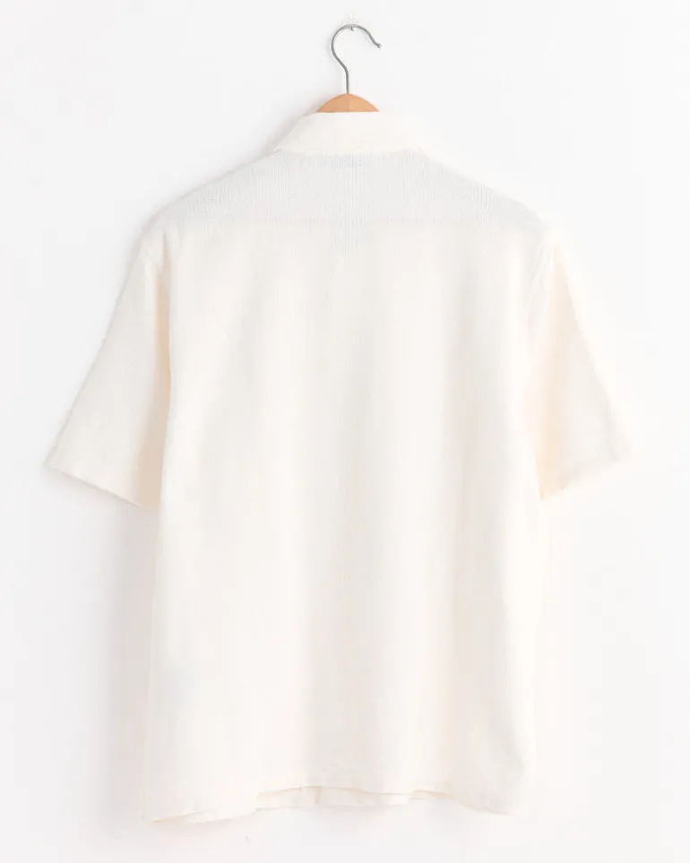 Box Shirt in White Crochet