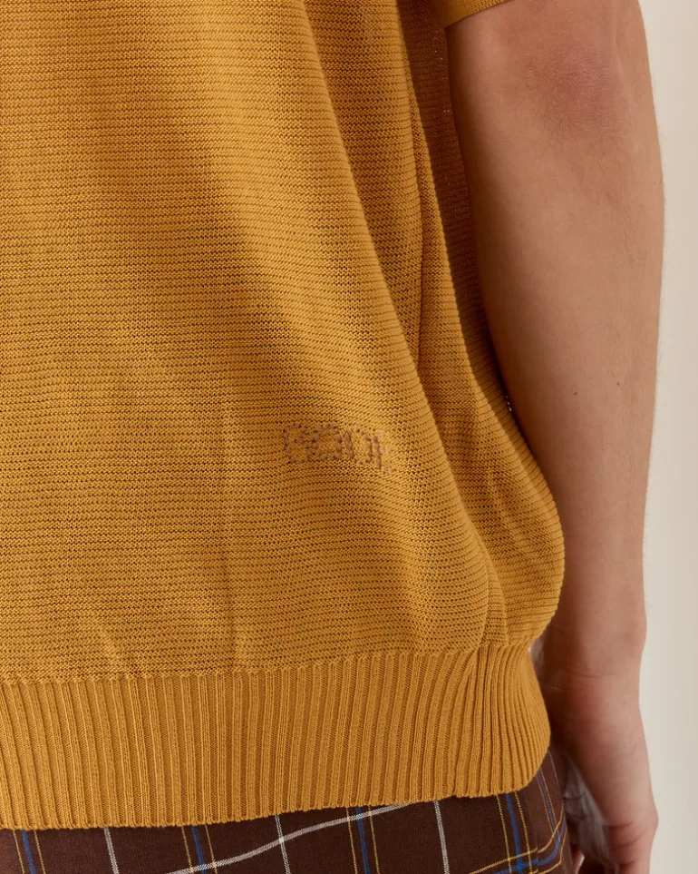 Boxy Polo in Brown Yellow