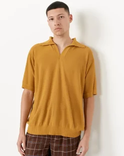 Boxy Polo in Brown Yellow