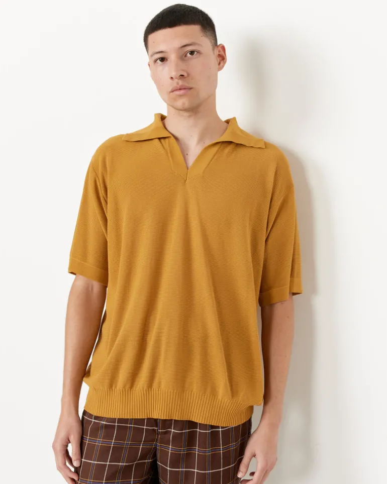 Boxy Polo in Brown Yellow