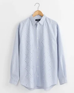 Broad Stripe Cut Out Shirt in Sax/White/Navy