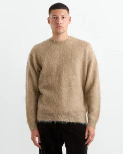 Brushed Mohair Pullover in Grey Beige