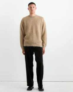Brushed Mohair Pullover in Grey Beige