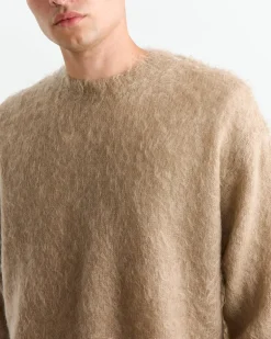 Brushed Mohair Pullover in Grey Beige