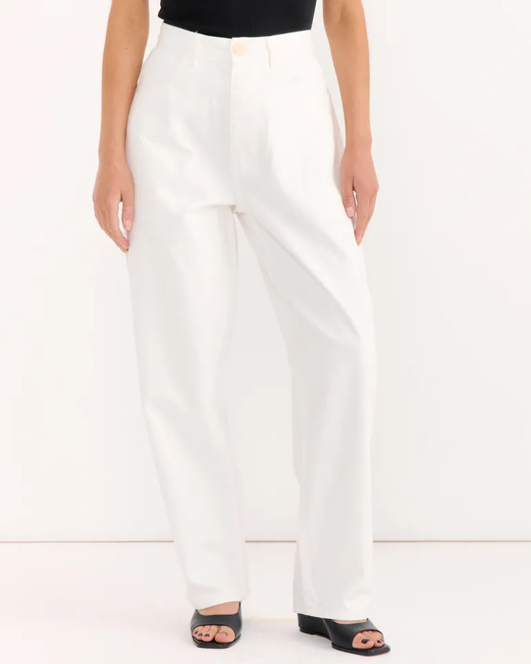 California Wide Denim in Salt White