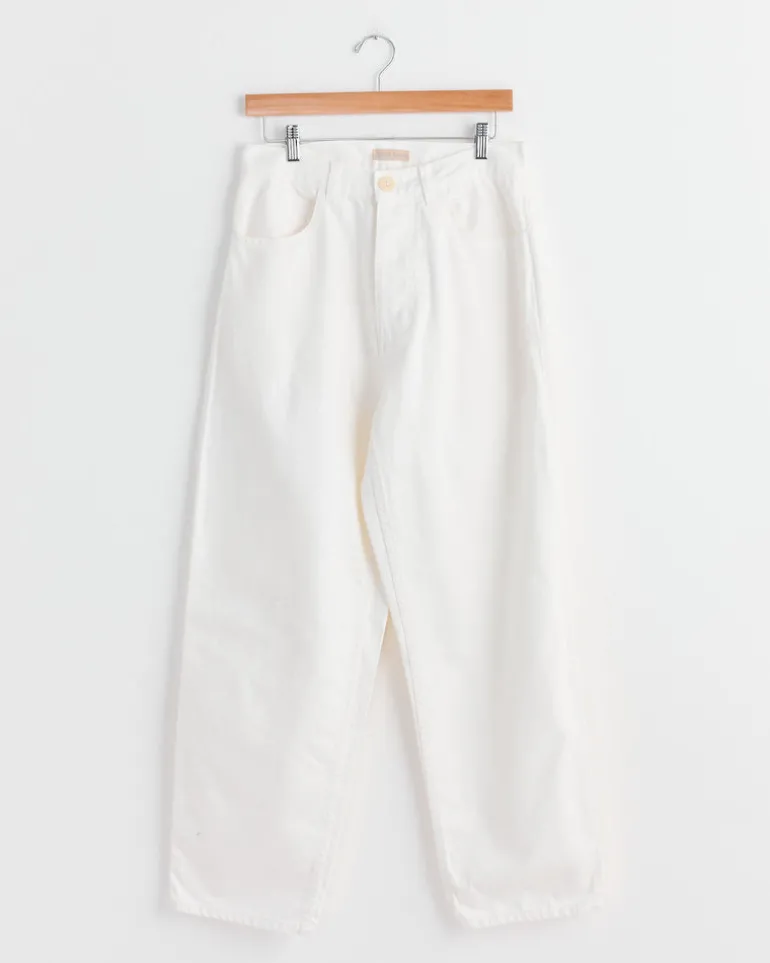 California Wide Denim in Salt White