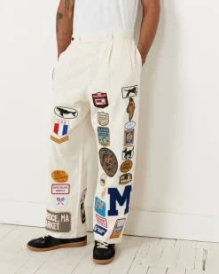 Cambridge Patch Trouser in White Multi