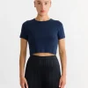 Car Crop Tee in Navy