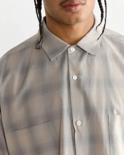 Check Oversized Down Pat Shirt in Taupe Grey