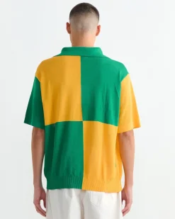 Checker Polo in Yellow Green