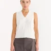 Checkered Cotton & Cashmere Waistcoat in White
