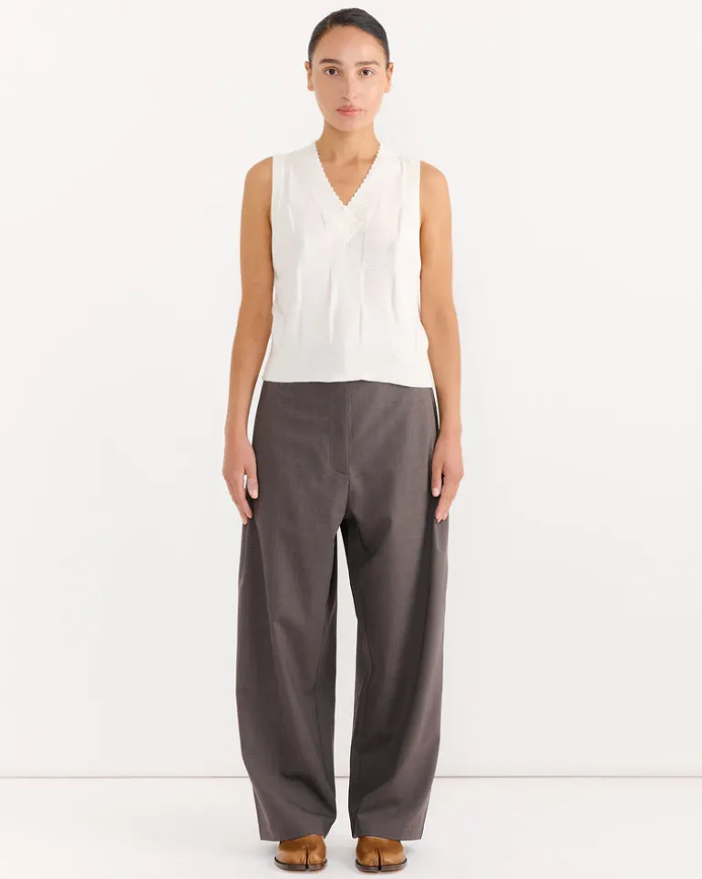 Checkered Cotton & Cashmere Waistcoat in White