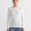 Circular Ribbed Crewneck Pullover in White