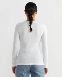 Circular Ribbed Crewneck Pullover in White