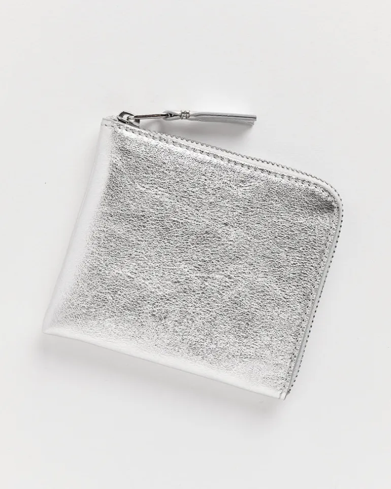 Classic Half Zip Wallet in Silver
