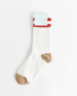 Collegiate Stripe Crew Socks in White