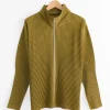 Color Pleats Jacket in Olive Khaki
