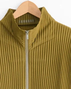 Color Pleats Jacket in Olive Khaki