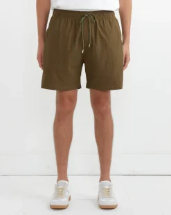 Contrast Stitch SM Short Taslan Nylon in Olive