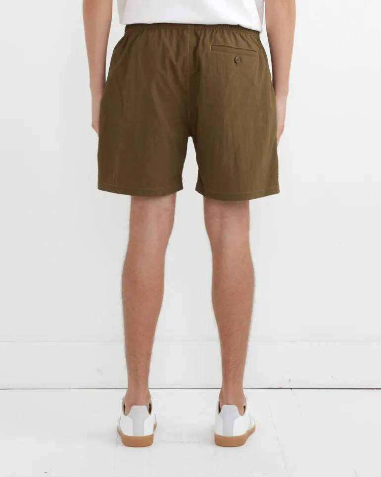 Contrast Stitch SM Short Taslan Nylon in Olive