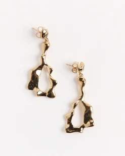 Cora Drops Earrings in Gold Plated Bronze/Green Amethyst